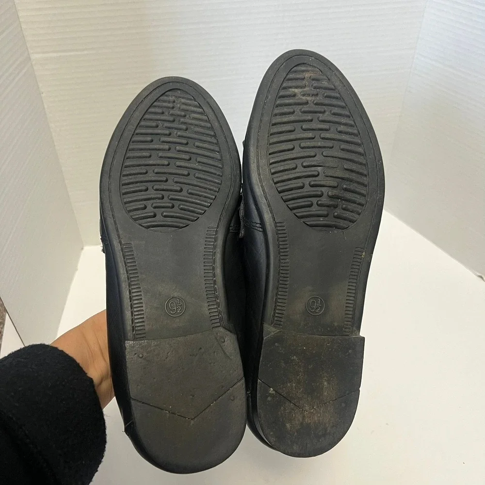 VTG Mens Black Leather Tassel Loafers 9.5 Dress Slip On Shoes Academia Retro 90s